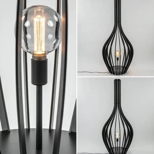 Straluma Mat zwarte houten vloerlamp kegel groot> Vloerlampen|Botanische Verlichting