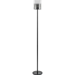 Straluma Mat zwarte LED vloerlamp met glazen kap helder/titanium> Vloerlampen|LED Vloerlampen