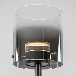 Straluma Mat zwarte LED vloerlamp met glazen kap helder/titanium></noscript> Vloerlampen|LED Vloerlampen