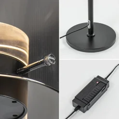 Straluma Mat zwarte LED vloerlamp met glazen kap helder/titanium></noscript> Vloerlampen|LED Vloerlampen