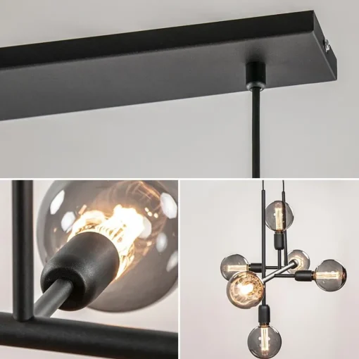 Straluma Mat zwarte 6-lichts hanglamp exclusief lichtbronnen> Eettafellampen|Eetkamerverlichting