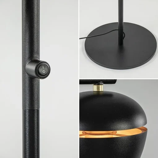 Straluma Mat zwarte 2-lichts vloerlamp met gouden accenten> Woonkamerlampen|Slaapkamerlampen