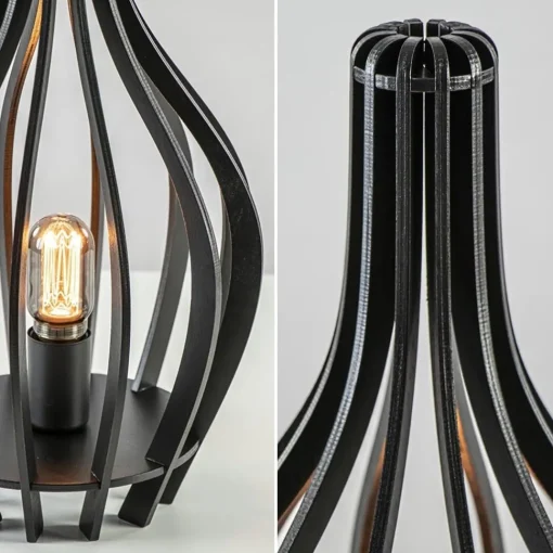 Straluma Mat zwarte tafellamp houten kegel> Tafellampen|Botanische Verlichting