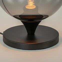 Straluma Mat zwarte tafellamp met smoke/titanium bol klein><noscript><img width=
