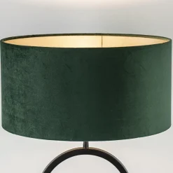 Straluma Mat zwarte tafellamp met kap velours groen></noscript> Tafellampen|Schemerlampen