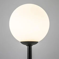 Straluma Mat zwarte tafellamp met witte glazen bol><noscript><img width=