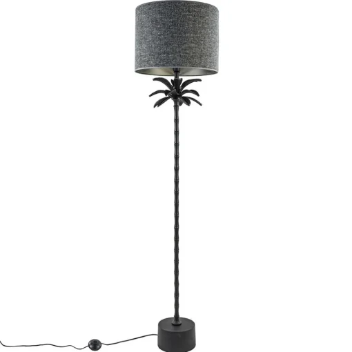 Straluma Mat zwarte vloerlamp Armata met palmbladeren> Vloerlampen|Lampenvoeten