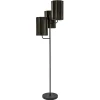 Straluma Mat zwarte vloerlamp Edisa met velvet bruine kappen> Vloerlampen|Light and Living