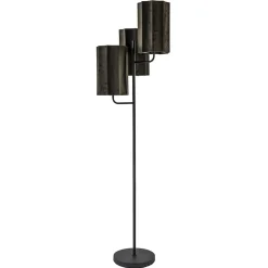 Straluma Mat zwarte vloerlamp Edisa met velvet bruine kappen> Vloerlampen|Light and Living