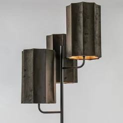 Straluma Mat zwarte vloerlamp Edisa met velvet bruine kappen></noscript> Vloerlampen|Light and Living