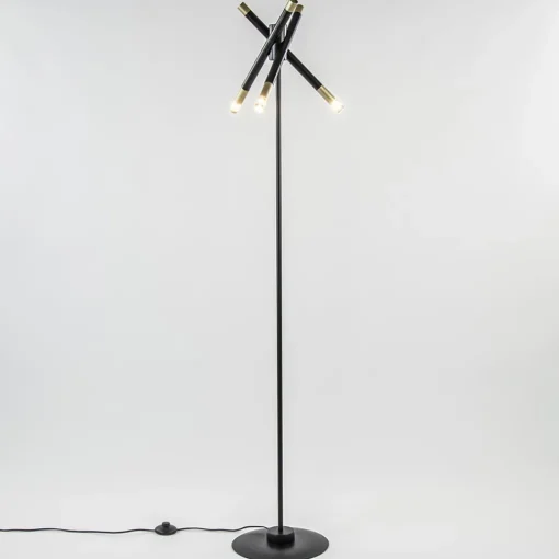 Straluma Mat zwarte vloerlamp G9 met gouden accenten> Vloerlampen|Landelijke Verlichting
