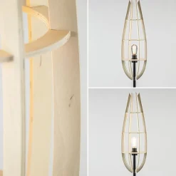 Straluma Mat zwarte vloerlamp met houten kap naturel></noscript> Vloerlampen|Botanische Verlichting