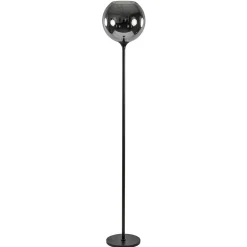 Straluma Mat zwarte vloerlamp met smoke/titanium glazen kap> Woonkamerlampen|Slaapkamerlampen