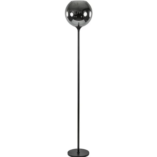 Straluma Mat zwarte vloerlamp met smoke/titanium glazen kap> Woonkamerlampen|Slaapkamerlampen