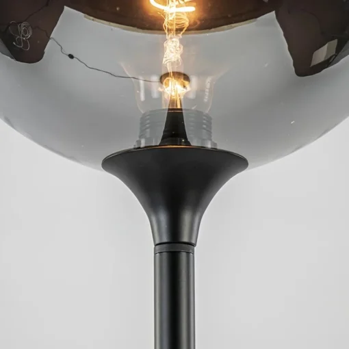Straluma Mat zwarte vloerlamp met smoke/titanium glazen kap> Woonkamerlampen|Slaapkamerlampen