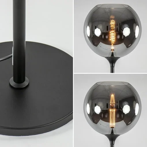 Straluma Mat zwarte vloerlamp met smoke/titanium glazen kap> Woonkamerlampen|Slaapkamerlampen