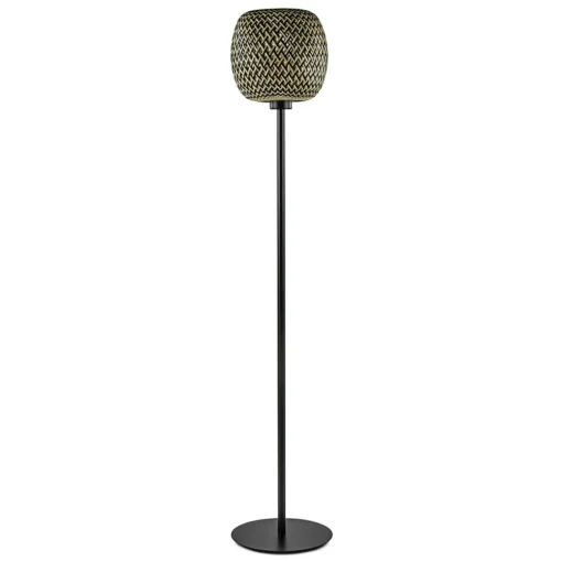Straluma Mat zwarte vloerlamp met bamboe kap> Vloerlampen|Botanische Verlichting