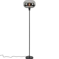 Straluma Mat zwarte vloerlamp met smoke glas gradient> Vloerlampen|Luxe Verlichting