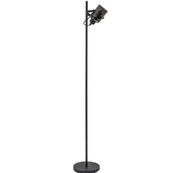 Straluma Mat zwarte vloerlamp met smoke/titanium glas> Vloerlampen|Industriële Verlichting