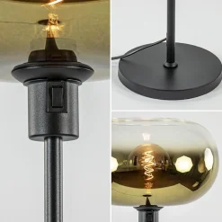 Straluma Mat zwarte vloerlamp met glazen kap helder/goud></noscript> Vloerlampen|Luxe Verlichting