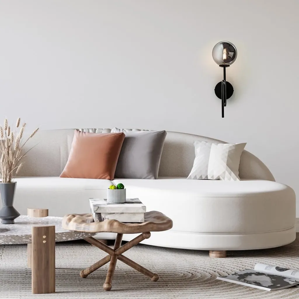 Straluma Mat zwarte wandlamp trompet met smoke glas> Wandlampen|Retro Verlichting