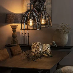 Straluma Metalen eettafel hanglamp 2-lichts kooi></noscript> Eettafellampen|Pendel Lampen