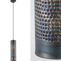 Straluma Metalen hanglamp cilinder bruin gevlamd> Nachtkastlampen|Halverlichting