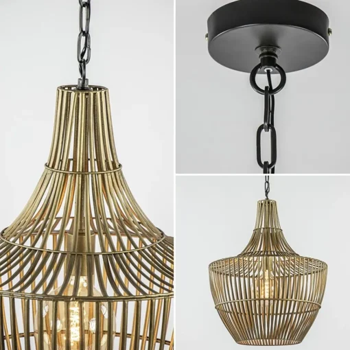 Straluma Metalen hanglamp Stella antiek brons met zwart> Eettafellampen|Light and Living