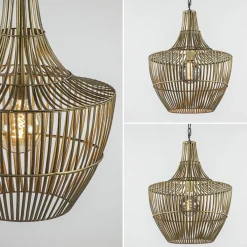 Straluma Metalen hanglamp Stella antiek brons met zwart></noscript> Eettafellampen|Light and Living