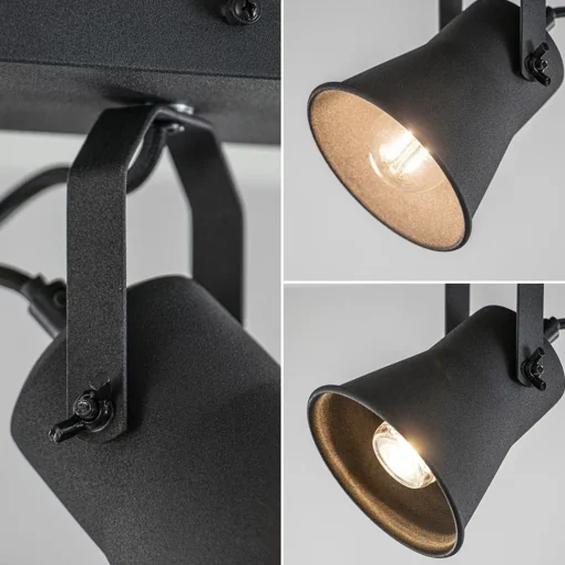 Straluma Metalen 3-l plafondlamp mat zwart verstelbaar> Opbouwspots|Woonkamerlampen