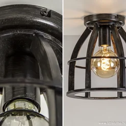 Straluma Metalen plafondlamp antiek zwart></noscript> Woonkamerlampen|Slaapkamerlampen