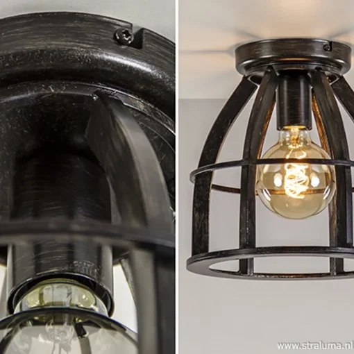 Straluma Metalen plafondlamp antiek zwart> Woonkamerlampen|Slaapkamerlampen