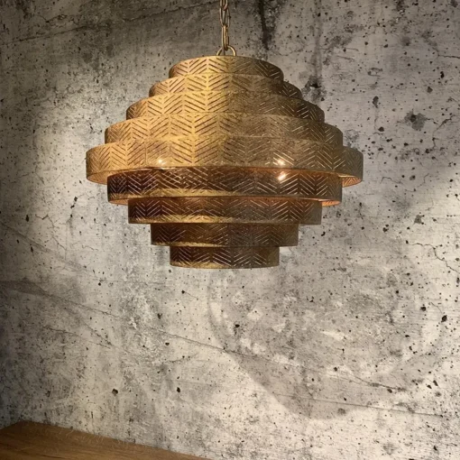 Straluma Metalen robuuste hanglamp ambachtelijk brons rond> Eettafellampen|Kantoorverlichting