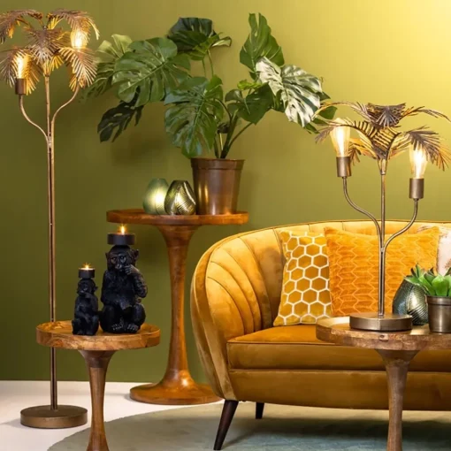 Straluma Metalen tafellamp Palm antiek brons Light and Living> Tafellampen|Light and Living