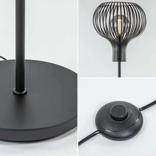 Straluma Modern landelijke vloerlamp mat zwart met draadkap> Draadlampen|Woonkamerlampen