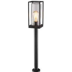 Straluma Moderne buitenlamp lantaarn op paal zwart met helder glas> Buitenlampen