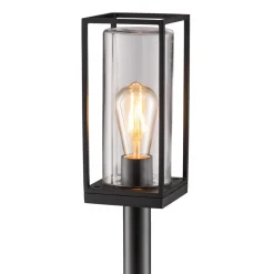 Straluma Moderne buitenlamp lantaarn op paal zwart met helder glas> Buitenlampen