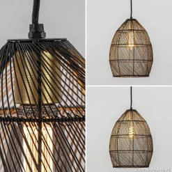 Straluma Moderne draad hanglamp Meya zwart met goud></noscript> Draadlampen|Light and Living