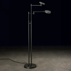 Straluma Moderne dubbele LED leeslamp antraciet></noscript> Vloerlampen|Leeslampen