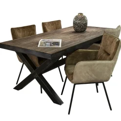 Straluma Moderne eetkamerstoel leder met stoffen zitting></noscript> Eetkamerstoelen