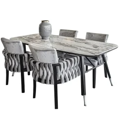 Straluma Moderne eetkamerstoel verlours grijs met zwart></noscript> Eetkamerstoelen