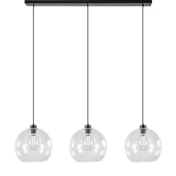 Straluma Moderne eettafelhanglamp zwart met helder glas> Eettafellampen|Pendel Lampen