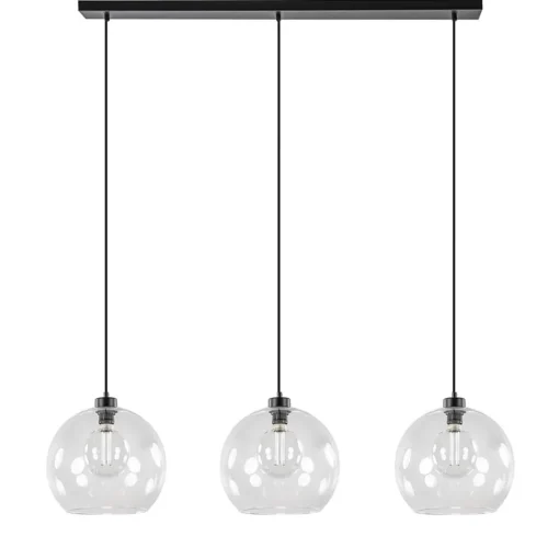 Straluma Moderne eettafelhanglamp zwart met helder glas> Eettafellampen|Pendel Lampen