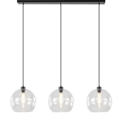 Straluma Moderne eettafelhanglamp zwart met helder glas> Eettafellampen|Pendel Lampen