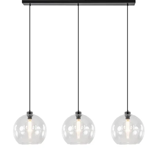 Straluma Moderne eettafelhanglamp zwart met helder glas> Eettafellampen|Pendel Lampen