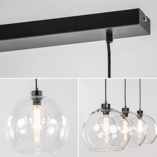 Straluma Moderne eettafelhanglamp zwart met helder glas> Eettafellampen|Pendel Lampen