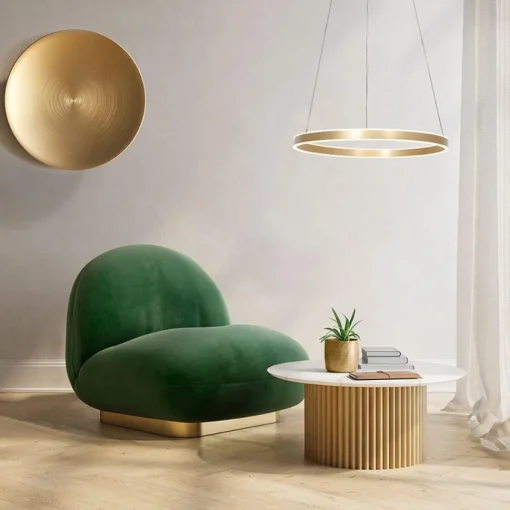 Straluma Moderne hanglamp ring goud met geïntegreerd LED> Hanglampen|Eettafellampen