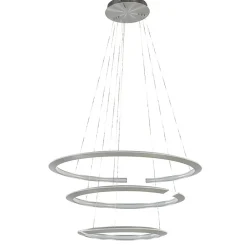 Straluma Moderne hanglamp rond met LED ringen nikkel> Hanglampen|Eettafellampen