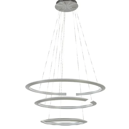 Straluma Moderne hanglamp rond met LED ringen nikkel> Hanglampen|Eettafellampen
