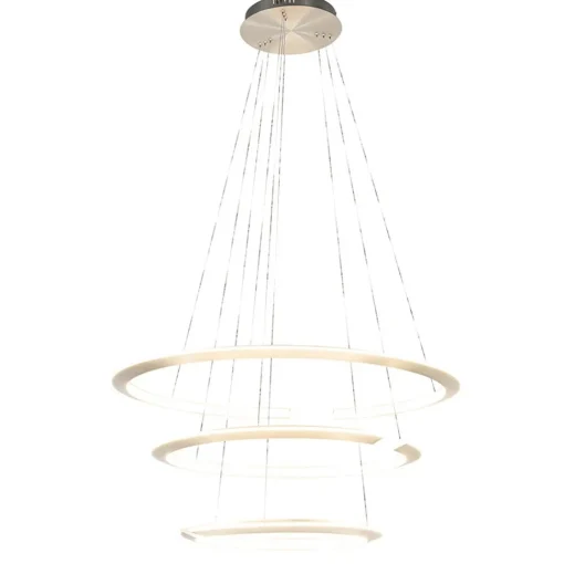 Straluma Moderne hanglamp rond met LED ringen nikkel> Hanglampen|Eettafellampen